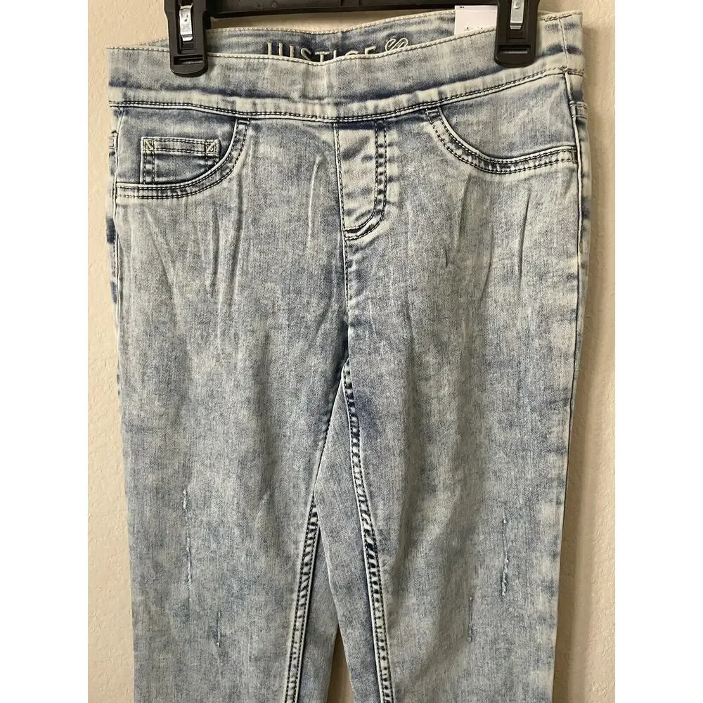 Lot Of 3 Justice Stretchy Girls' Pull On Jean Leggings Jeggings Pants Size 10